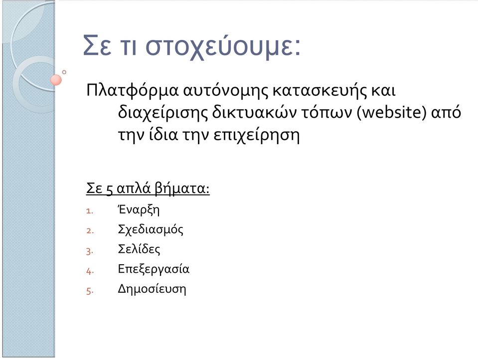 ίδια την επιχείρηση Σε5 απλάβήματα: 1. Έναρξη 2.
