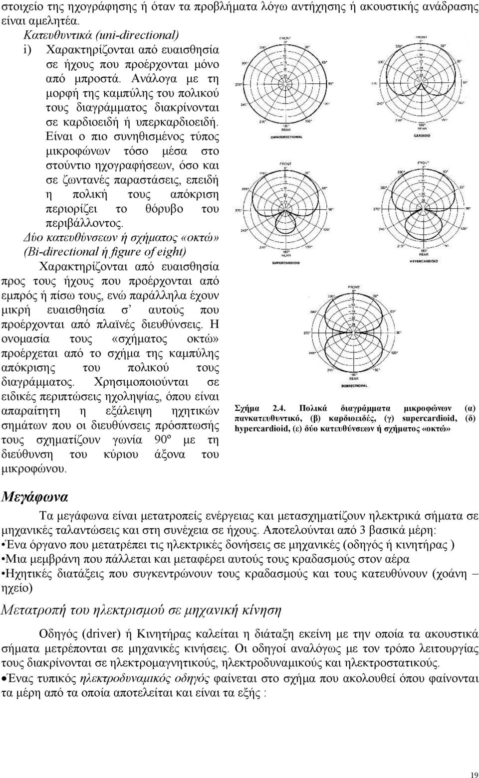 Ανάλογα µε τη µορφή της καµπύλης του πολικού τους διαγράµµατος διακρίνονται σε καρδιοειδή ή υπερκαρδιοειδή.