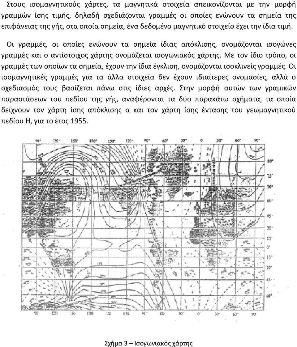 Με τον ίδιο τρόπο, οι γραμμές των οποίων τα σημεία, έχουν την ίδια έγκλιση, ονομάζονται ισοκλινείς γραμμές.