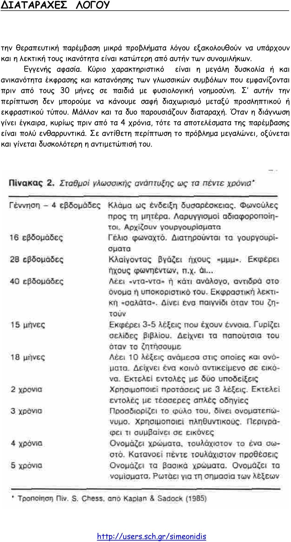 νοηµοσύνη. Σ αυτήν την περίπτωση δεν µπορούµε να κάνουµε σαφή διαχωρισµό µεταξύ προσληπτικού ή εκφραστικού τύπου. Μάλλον και τα δυο παρουσιάζουν διαταραχή.