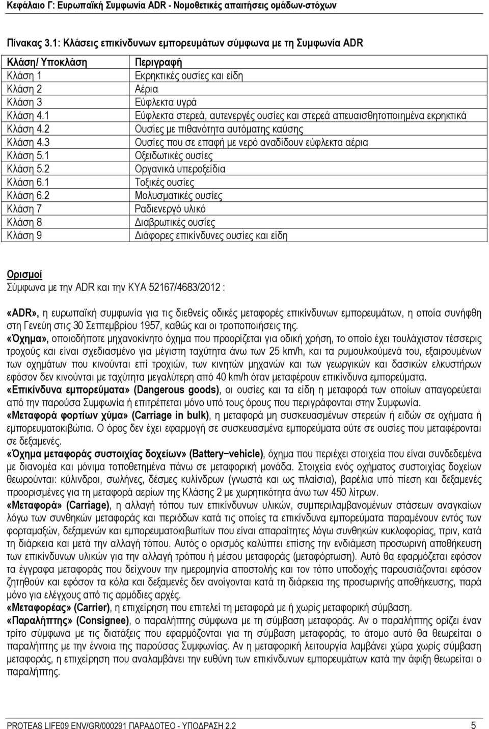 1 Οξειδωτικές ουσίες Κλάση 5.2 Οργανικά υπεροξείδια Κλάση 6.1 Τοξικές ουσίες Κλάση 6.