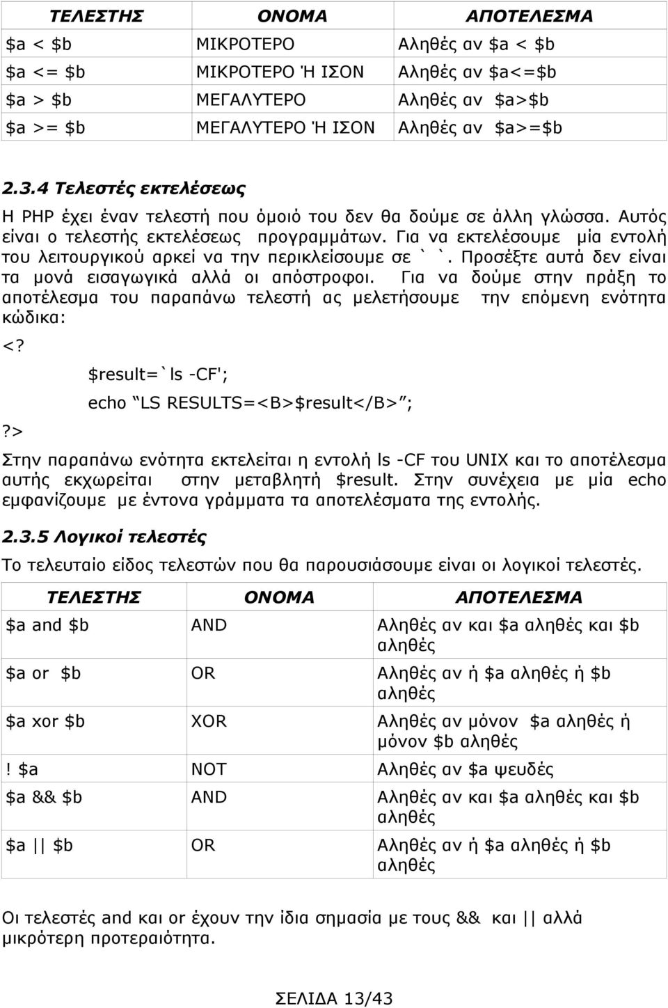 Για να εκτελέσουμε μία εντολή του λειτουργικού αρκεί να την περικλείσουμε σε ` `. Προσέξτε αυτά δεν είναι τα μονά εισαγωγικά αλλά οι απόστροφοι.