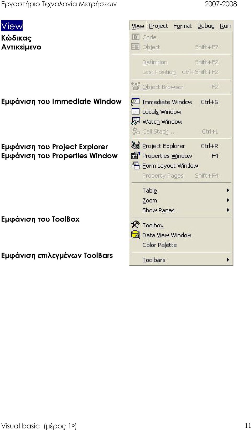 του Properties Window Εµφάνιση του ToolBox
