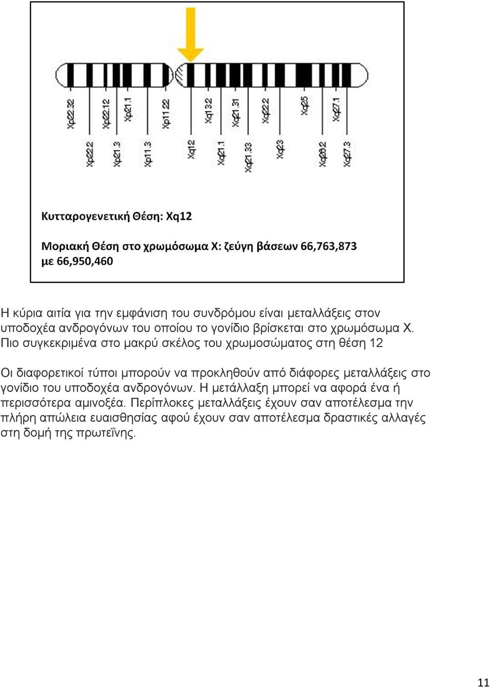 Πιο συγκεκριμένα στο μακρύ σκέλος του χρωμοσώματος στη θέση 12 Οι διαφορετικοί τύποι μπορούν να προκληθούν από διάφορες