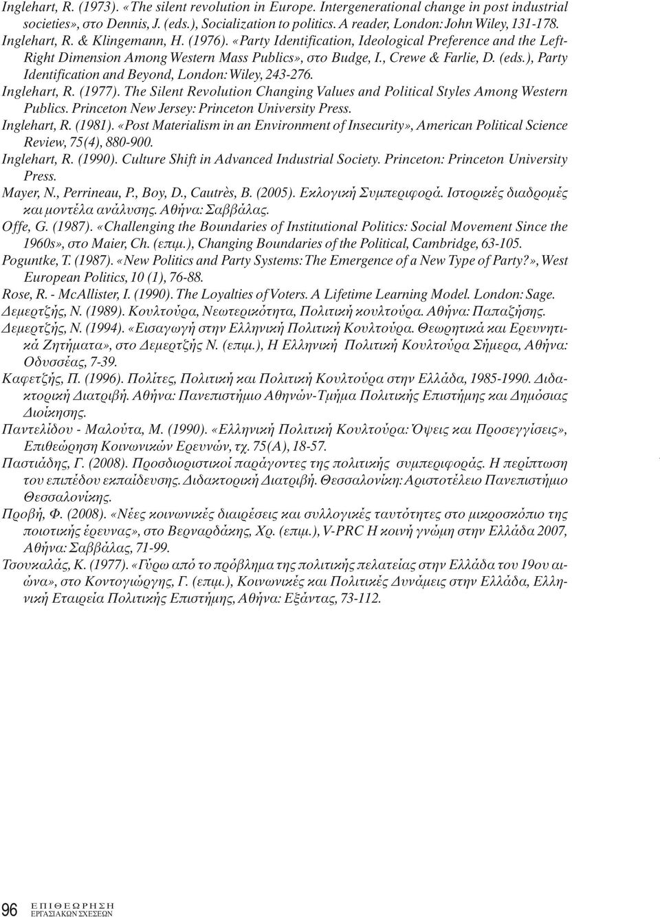 ), Party Identification and Beyond, London: Wiley, 243-276. Inglehart, R. (1977). The Silent Revolution Changing Values and Political Styles Among Western Publics.