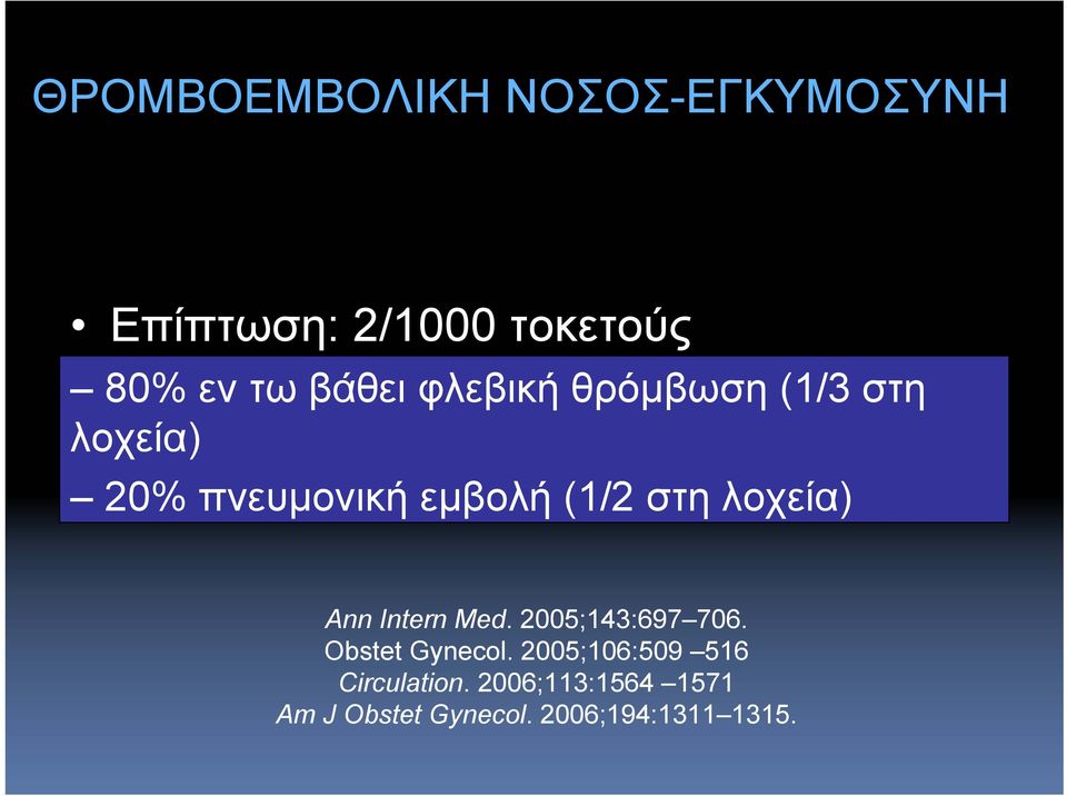 λοχεία) Ann Intern Med. 2005;143:697 706. Obstet Gynecol.