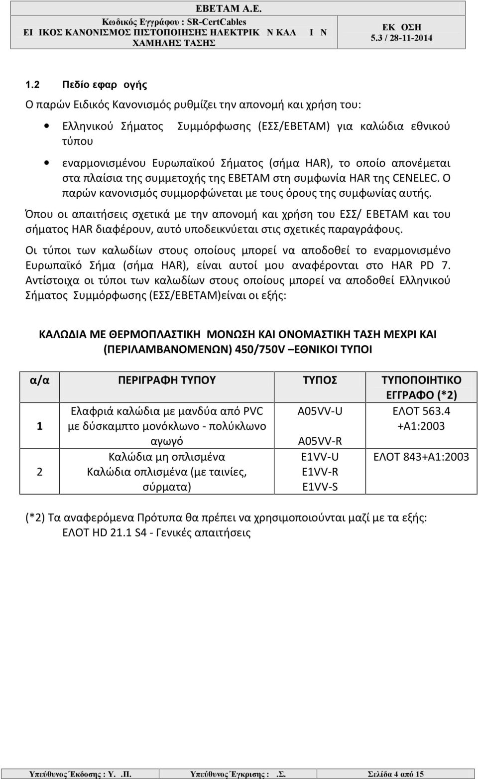 Όπου οι απαιτήσεις σχετικά με την απονομή και χρήση του ΕΣΣ/ ΕBEΤAM και του σήματος HAR διαφέρουν, αυτό υποδεικνύεται στις σχετικές παραγράφους.