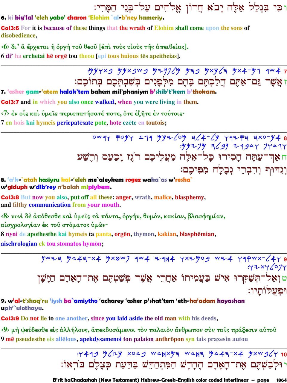 6 dií ha erchetai h org tou theou [epi tous huious t s apeitheias]. :MK]Zd MKxA[d MIPTnN MDd MxKLD Mx@-Me X[@ 7 : Ÿœ A U ƒ¹ A ¹ Ķ¹ Á U µ¼ Uµ -µb š ¼ ˆ 7.