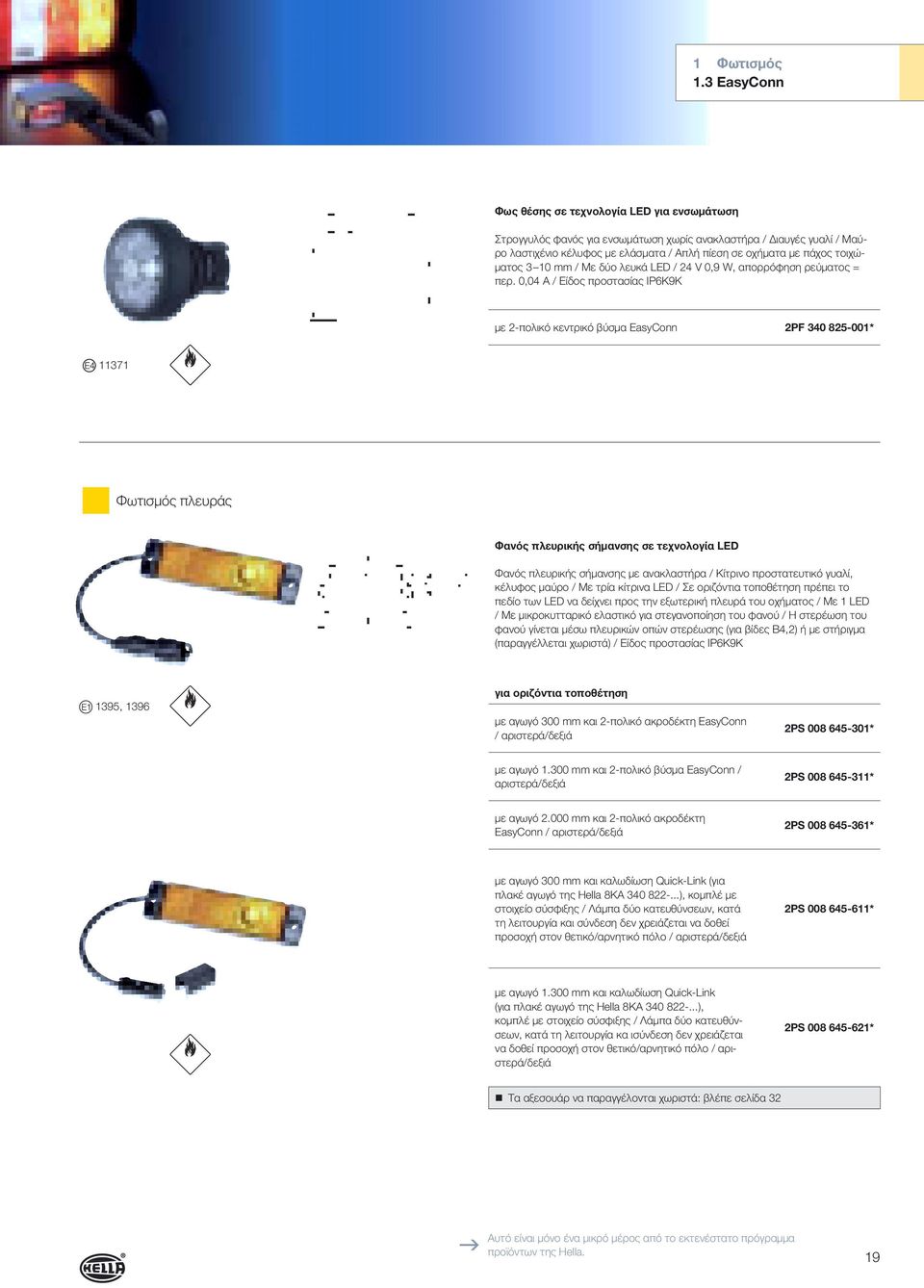 τοιχώματος 3 10 mm / Mε δύο λευκά LED / 24 V 0,9 W, απορρόφηση ρεύματος = περ.