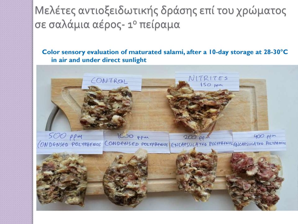 evaluation of maturated salami, after a 10-day