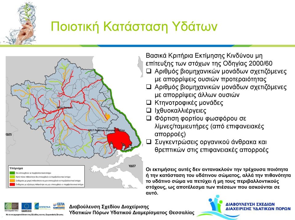 επιφανειακές απορροές) Συγκεντρώσεις οργανικού άνθρακα και θρεπτικών στις επιφανειακές απορροές Οι εκτιμήσεις αυτές δεν αντανακλούν την τρέχουσα ποιότητα ή την