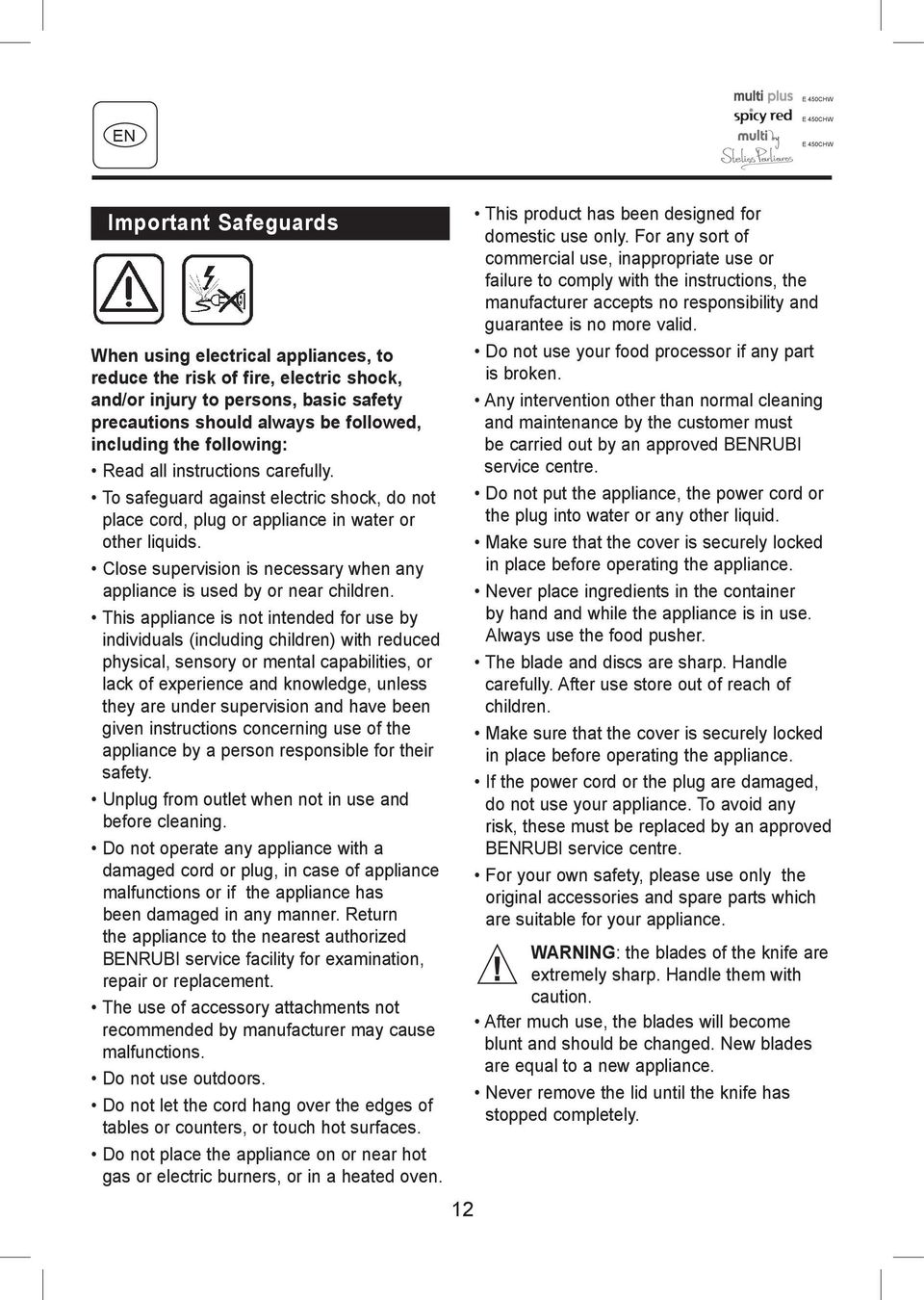 Close supervision is necessary when any appliance is used by or near children.