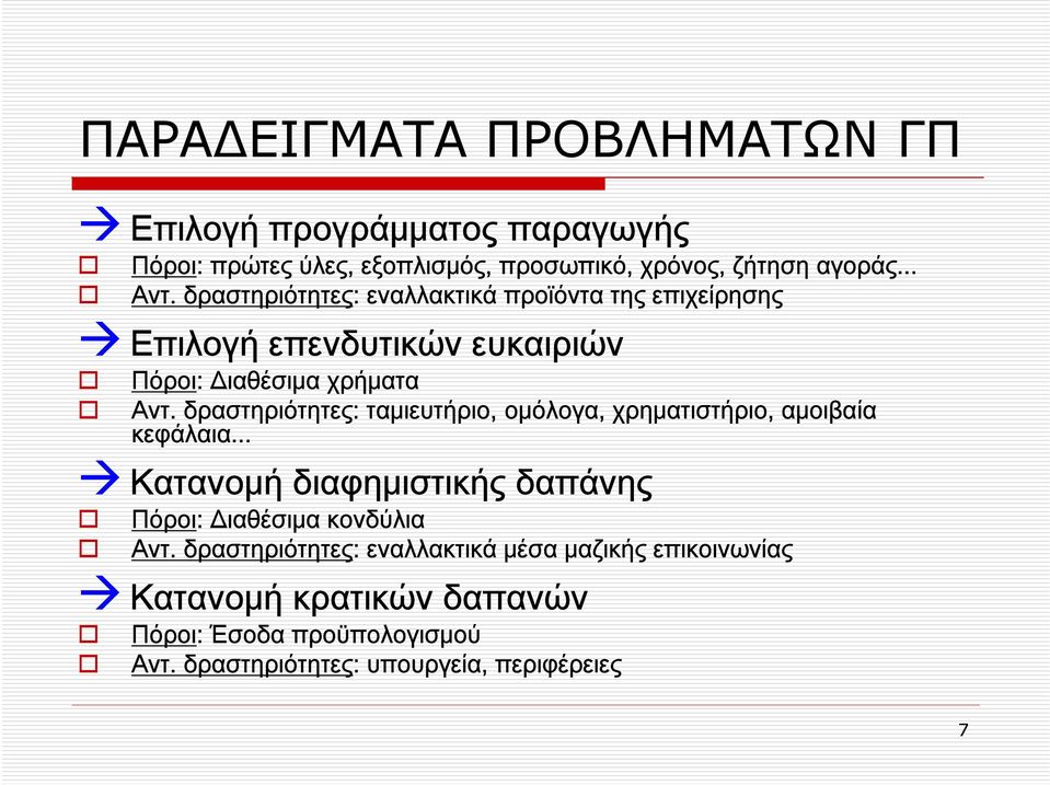 δραστηριότητες: ταμιευτήριο, ομόλογα, χρηματιστήριο, αμοιβαία κεφάλαια... Κατανομή διαφημιστικής δαπάνης Πόροι: Διαθέσιμα κονδύλια Αντ.