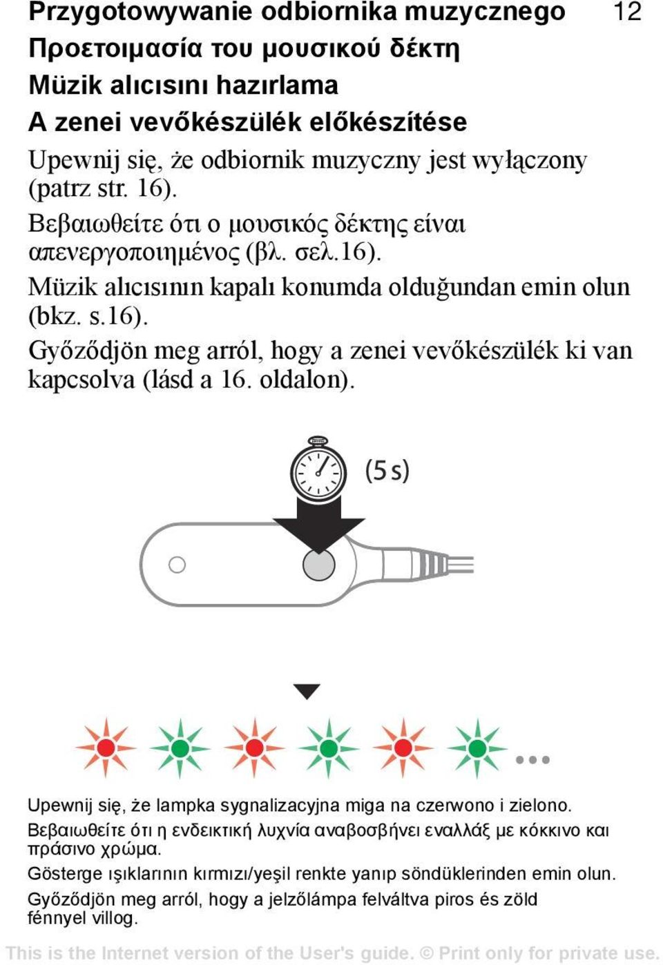 oldalon). Upewnij się, że lampka sygnalizacyjna miga na czerwono i zielono. Βεβαιωθείτε ότι η ενδεικτική λυχνία αναβοσβήνει εναλλάξ με κόκκινο και πράσινο χρώμα.