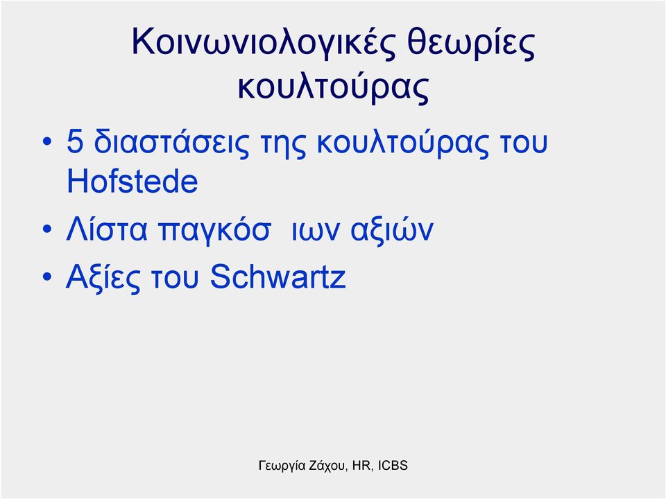 κουλτούρας του Hofstede Λίστα