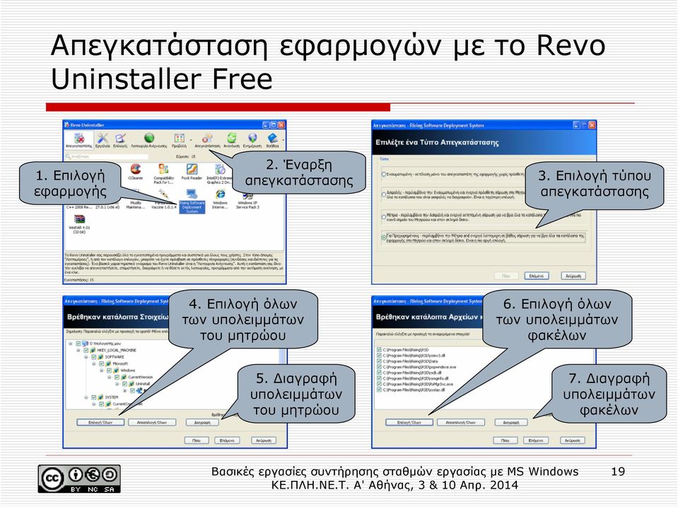 Επιλογή τύπου απεγκατάστασης 4.