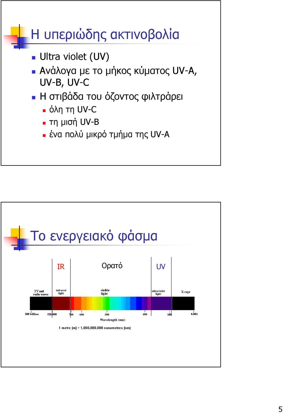 όζοντος φιλτράρει όλη τη UV-C τη µισή UV-B ένα πολύ