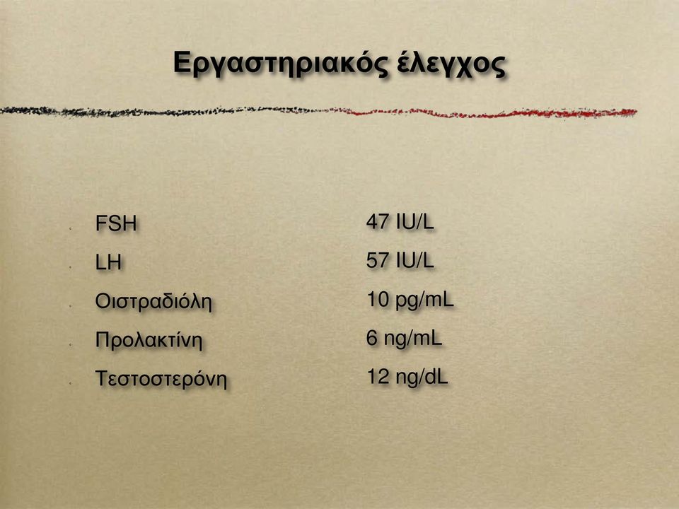 Τεστοστερόνη 47 IU/L 57