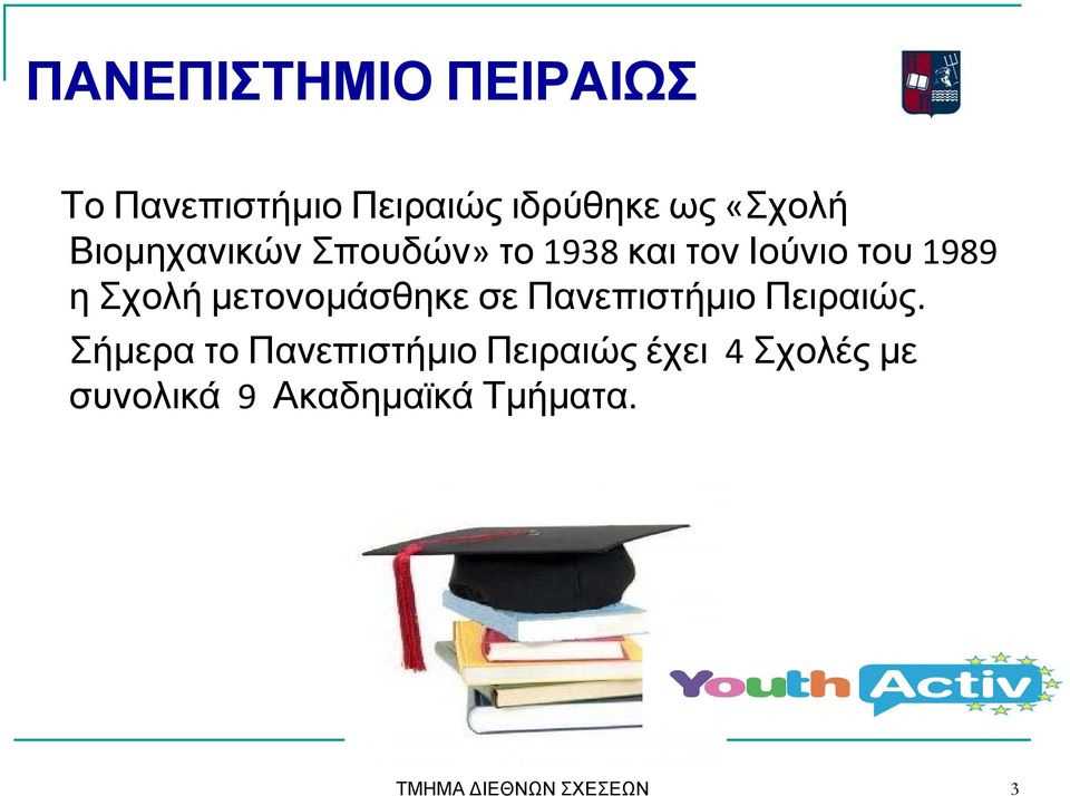 μετονομάσθηκε σε Πανεπιστήμιο Πειραιώς.