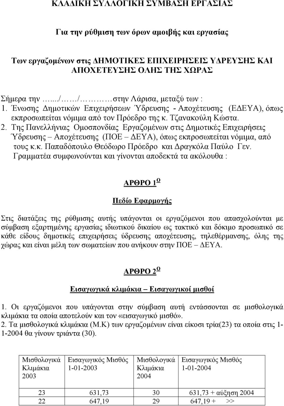 Της Πανελλήνιας Ομοσπονδίας Εργαζομένων στις Δημοτικές Επιχειρήσεις Ύδρευσης Αποχέτευσης (ΠΟΕ ΔΕΥΑ), όπως εκπροσωπείται νόμιμα, από τους κ.κ. Παπαδόπουλο Θεόδωρο Πρόεδρο και Δραγκόλα Παύλο Γεν.