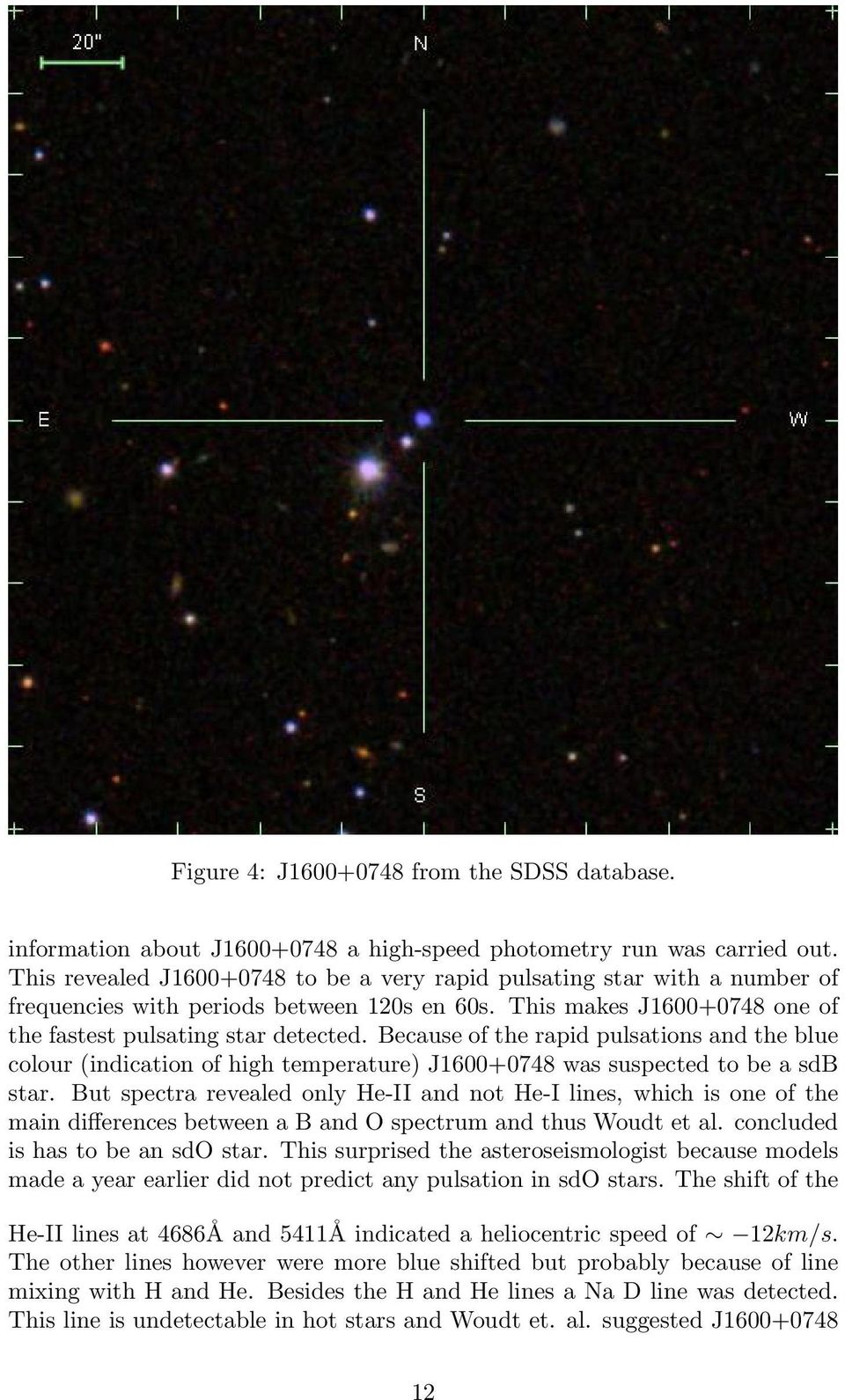 Because of the rapid pulsations and the blue colour (indication of high temperature) J1600+0748 was suspected to be a sdb star.