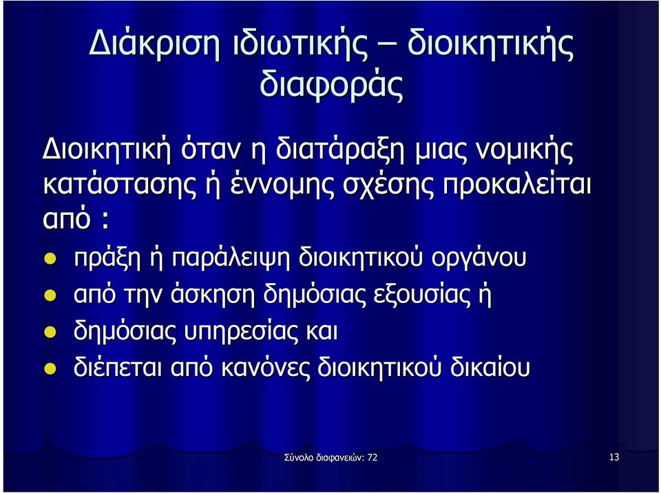 διοικητικού οργάνου από την άσκηση δημόσιας εξουσίας ή δημόσιας