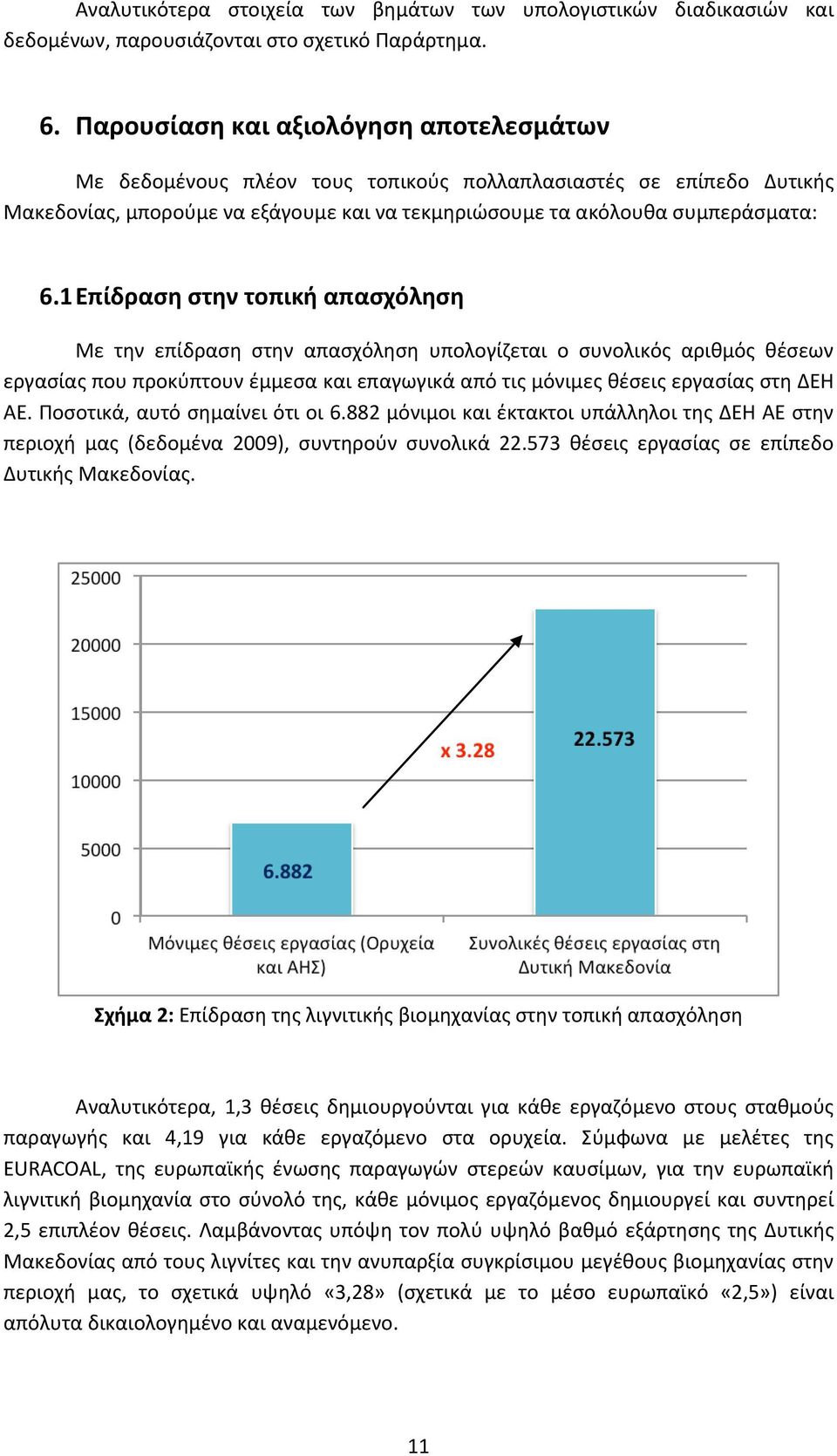 1 Επίδραση στην τοπική απασχόληση Με την επίδραση στην απασχόληση υπολογίζεται ο συνολικός αριθμός θέσεων εργασίας που προκύπτουν έμμεσα και επαγωγικά από τις μόνιμες θέσεις εργασίας στη ΔΕΗ ΑΕ.
