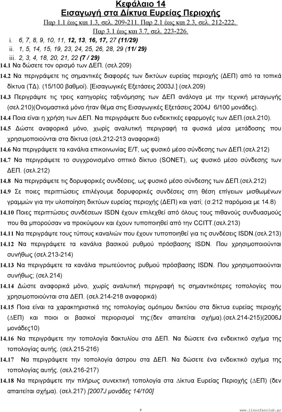 2 Να περιγράψετε τις σημαντικές διαφορές των δικτύων ευρείας περιοχής (ΔΕΠ) από τα τοπικά δίκτυα (ΤΔ). (15/100 βαθμοί). [Εισαγωγικές Εξετάσεις 2003J.] (σελ.209) 14.