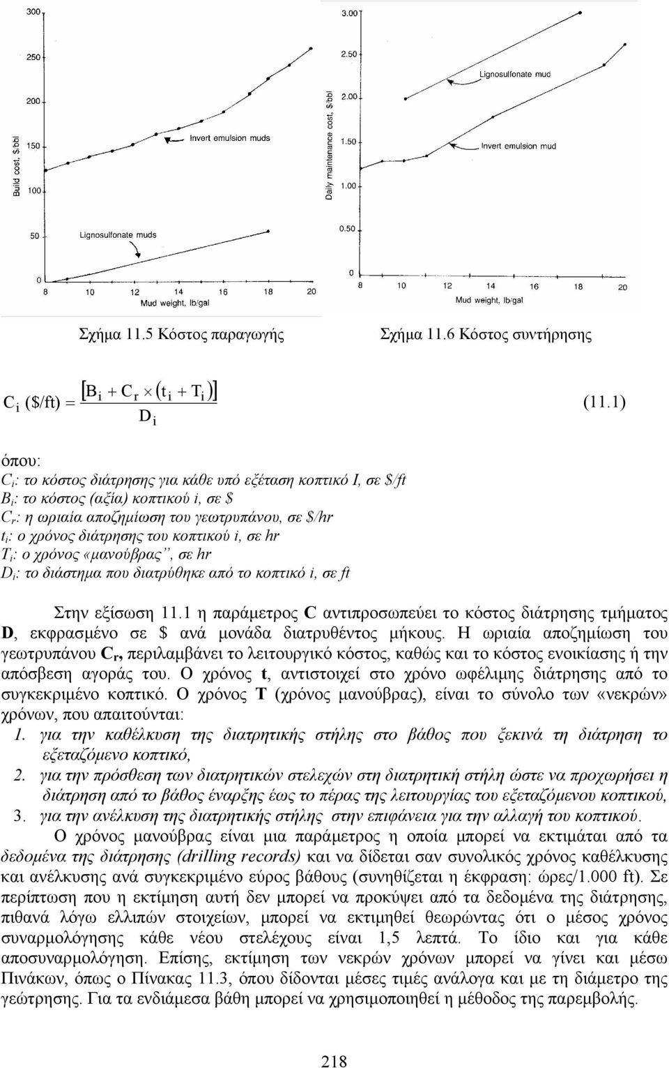 κοπτικού i, σε hr T i : o χρόνος «µανούβρας, σε hr D i : το διάστηµα που διατρύθηκε από το κοπτικό i, σε ft Στην εξίσωση 11.