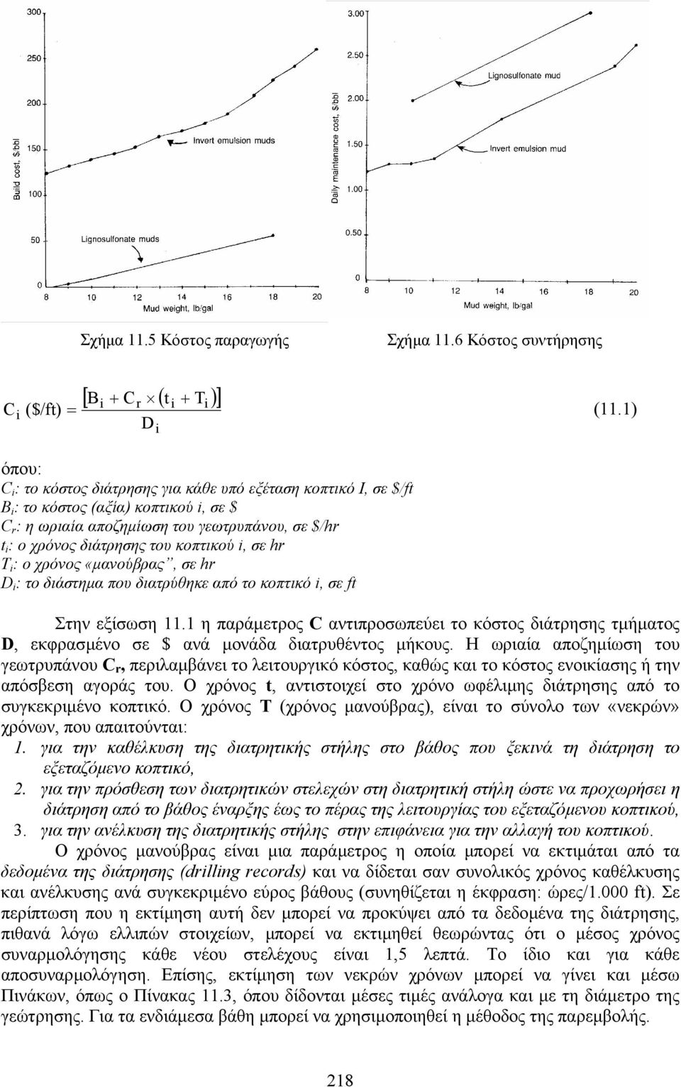 κοπτικού i, σε hr T i : o χρόνος «µανούβρας, σε hr D i : το διάστηµα που διατρύθηκε από το κοπτικό i, σε ft Στην εξίσωση 11.