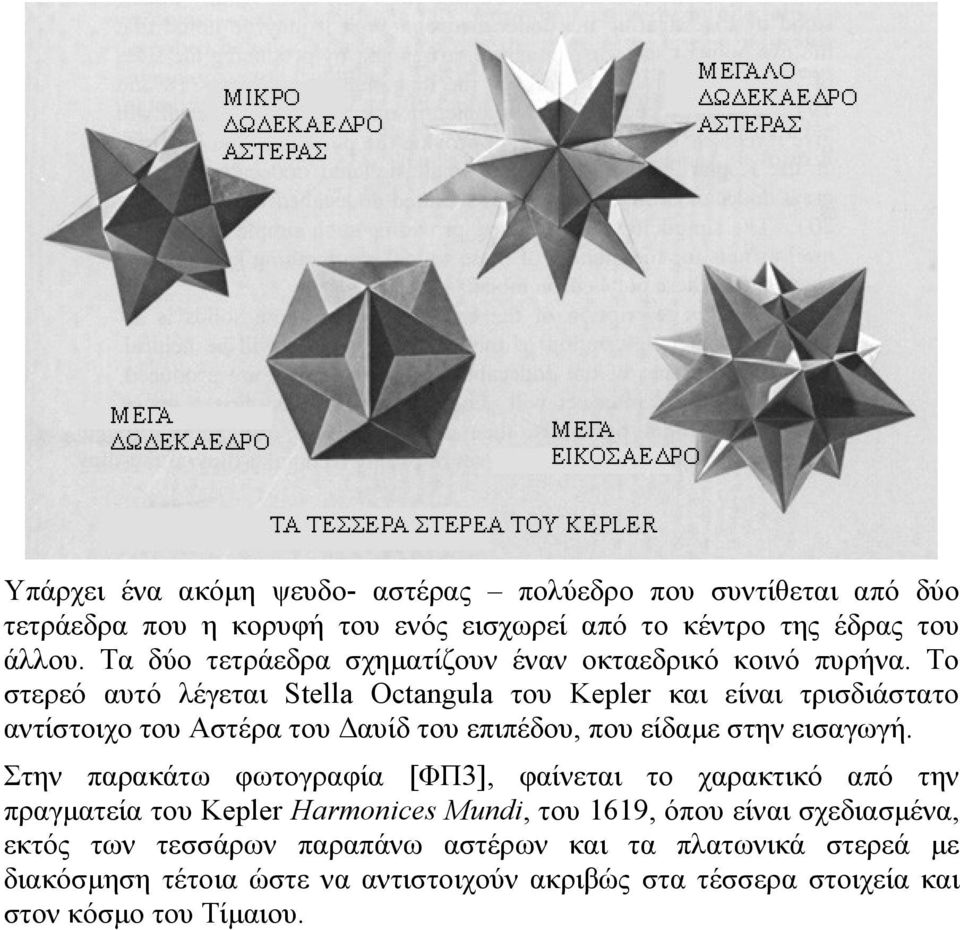 Το στερεό αυτό λέγεται Stella Octangula του Kepler και είναι τρισδιάστατο αντίστοιχο του Αστέρα του αυίδ του επιπέδου, που είδαµε στην εισαγωγή.