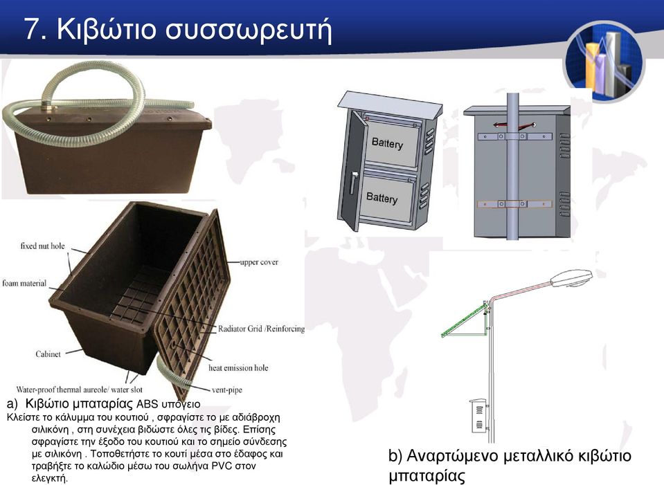 Επίσης σφραγίστε την έξοδο του κουτιού και το σημείο σύνδεσης με σιλικόνη.