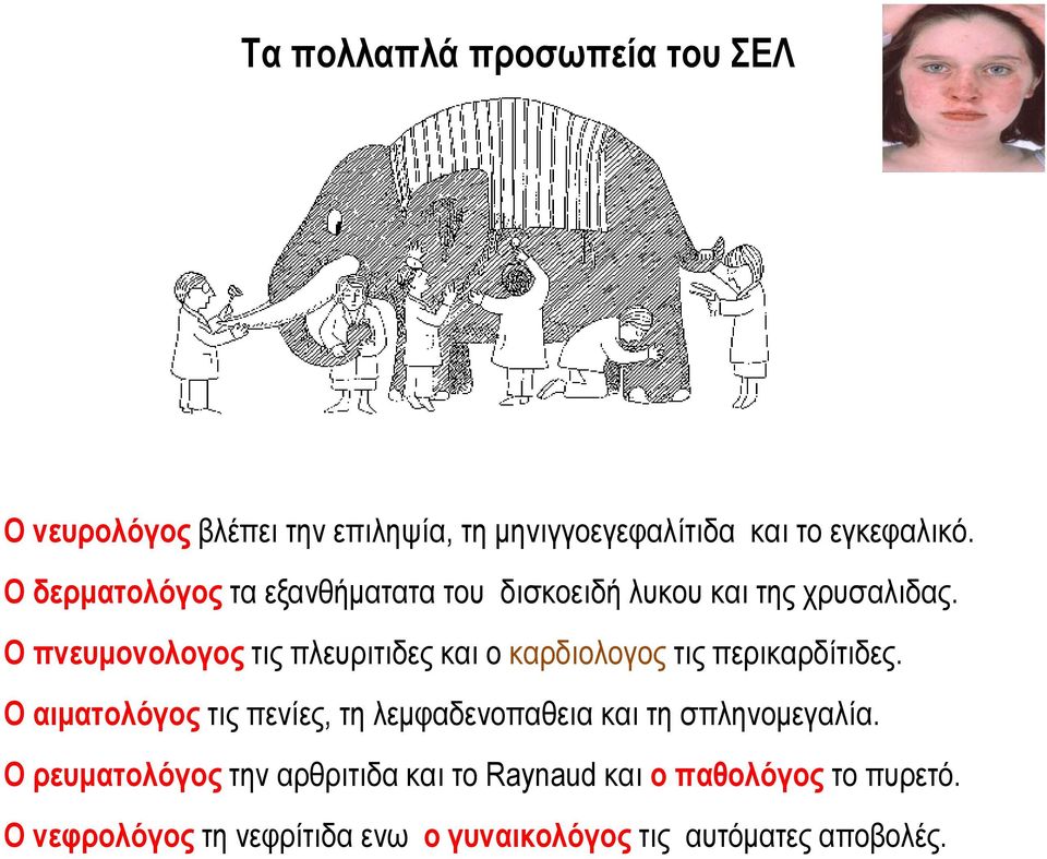 Ο πνευμονολογος τις πλευριτιδες και ο καρδιολογος τις περικαρδίτιδες.