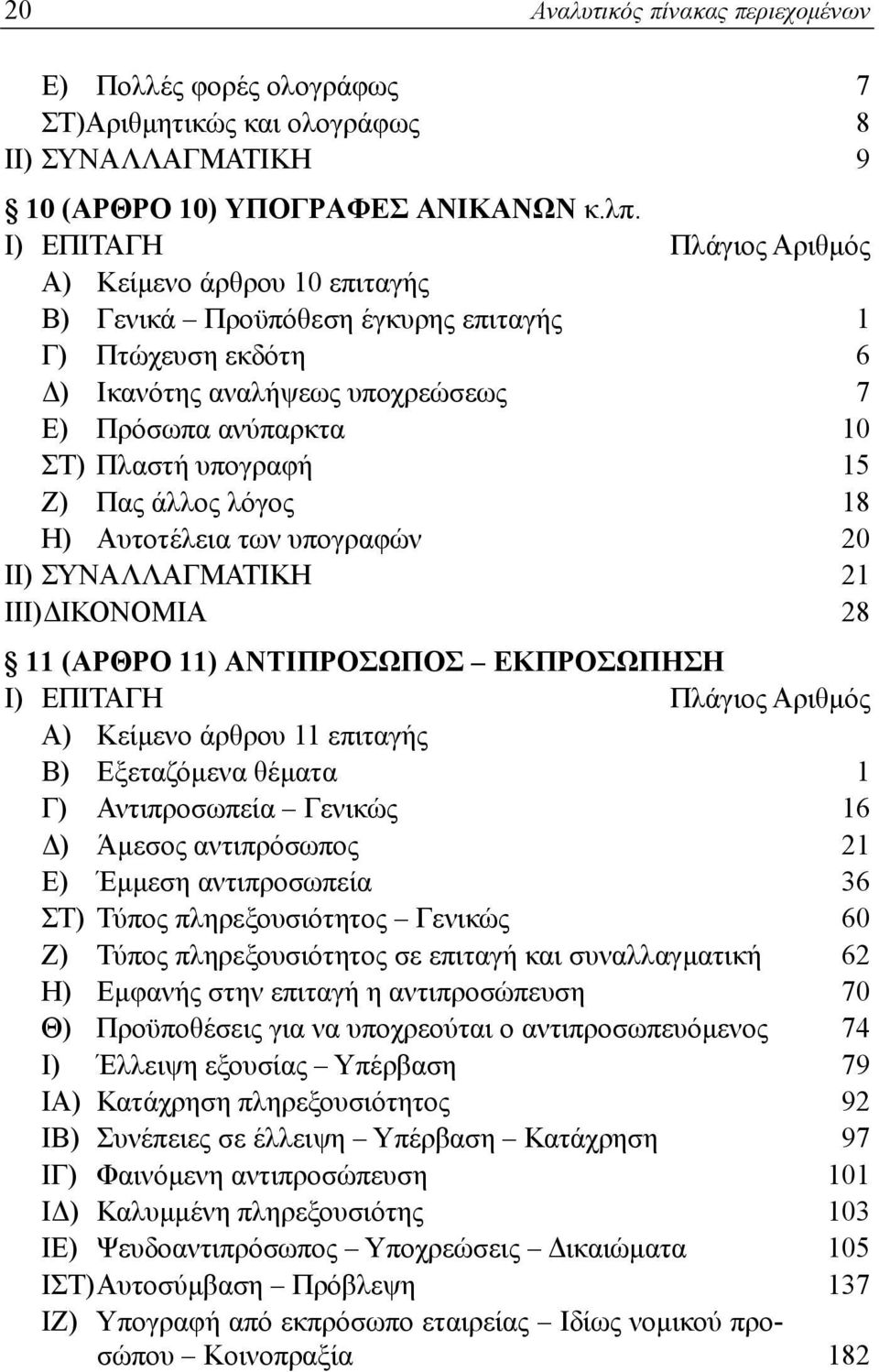 Αυτοτέλεια των υπογραφών 20 ΙΙ) ΣΥΝΑΛΛΑΓΜΑΤΙΚΗ 21 ΙΙΙ)ΔΙΚΟΝΟΜΙΑ 28 11 (ΑΡΘΡΟ 11) ΑΝΤΙΠΡΟΣΩΠΟΣ ΕΚΠΡΟΣΩΠΗΣΗ Α) Κείμενο άρθρου 11 επιταγής Β) Εξεταζόμενα θέματα 1 Γ) Αντιπροσωπεία Γενικώς 16 Δ) Άμεσος