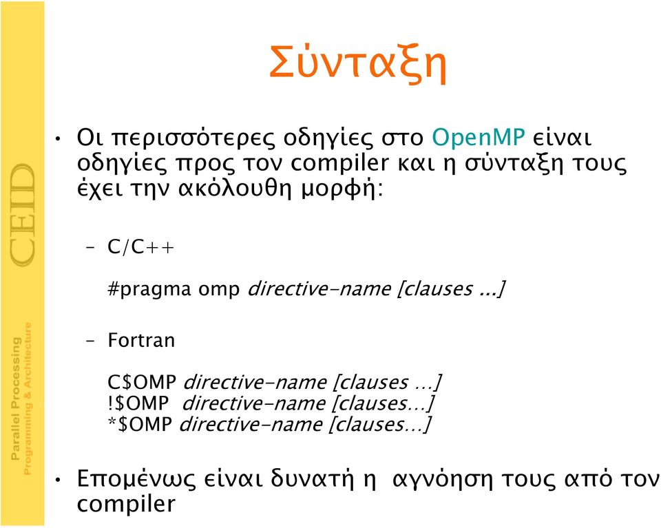 ..] Fortran C$OMP directive-name [clauses ]!