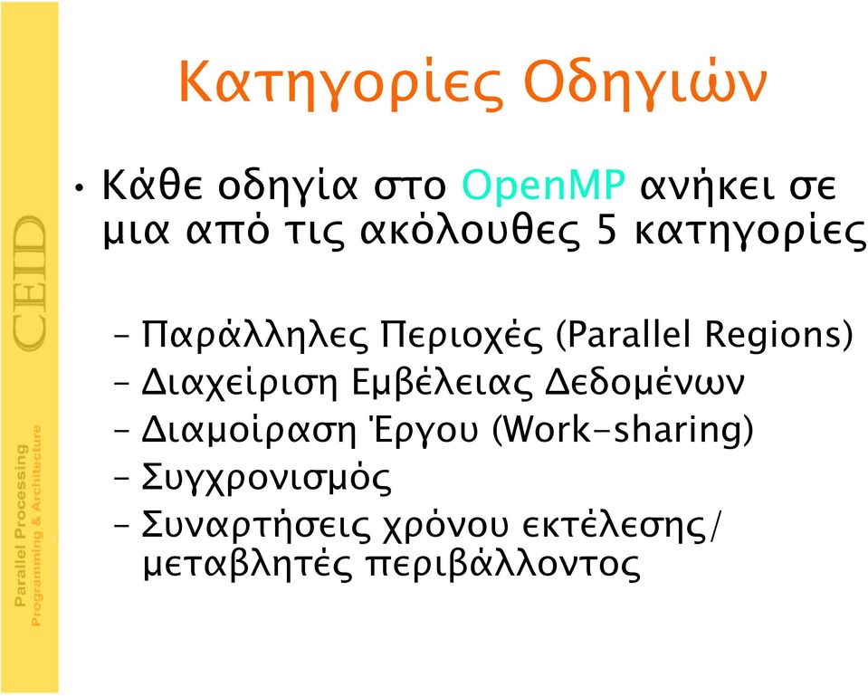 Διαχείριση Εμβέλειας Δεδομένων Διαμοίραση Έργου (Work-sharing)