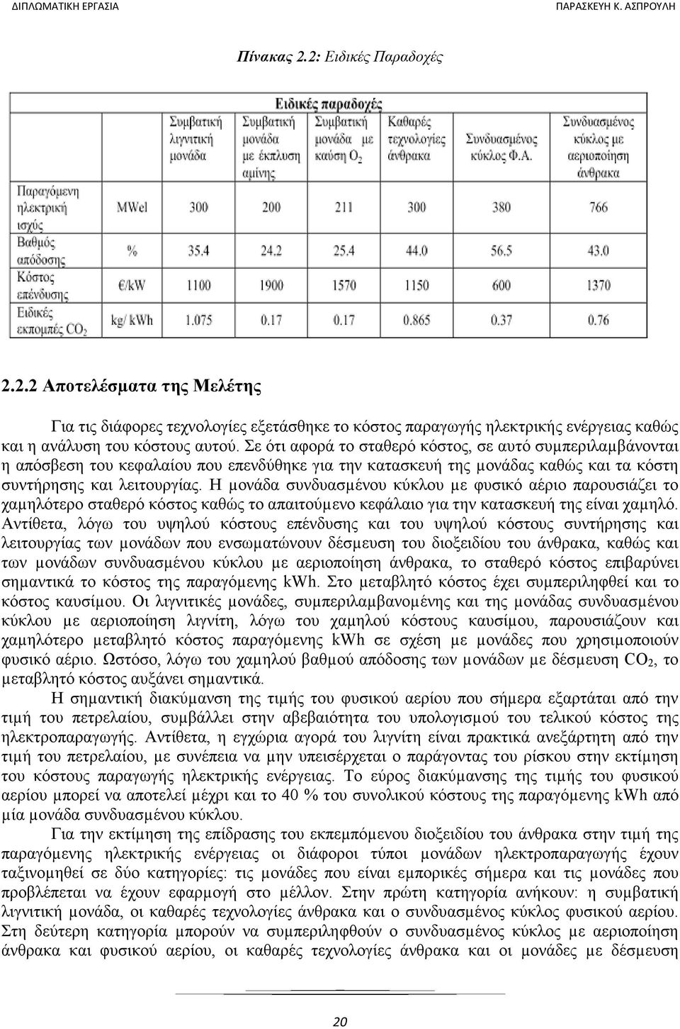 Η µονάδα συνδυασµένου κύκλου µε φυσικό αέριο παρουσιάζει το χαµηλότερο σταθερό κόστος καθώς το απαιτούµενο κεφάλαιο για την κατασκευή της είναι χαµηλό.