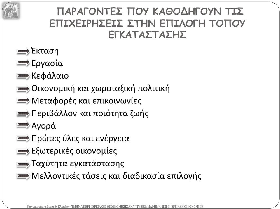 επικοινωνίες Περιβάλλον και ποιότητα ζωής Αγορά Πρώτες ύλες και ενέργεια