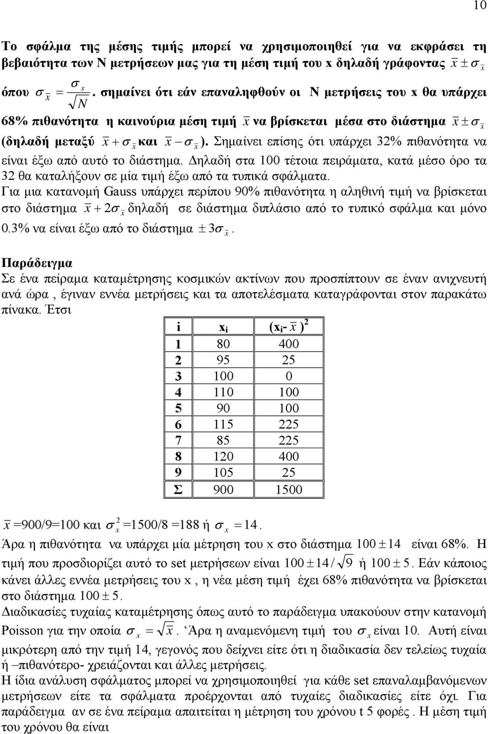 Σημαίνει επίσης ότι υπάρχει 3% πιθανότητα να είναι έξω από αυτό το διάστημα. Δηλαδή στα 100 τέτοια πειράματα, κατά μέσο όρο τα 3 θα καταλήξουν σε μία τιμή έξω από τα τυπικά σφάλματα.