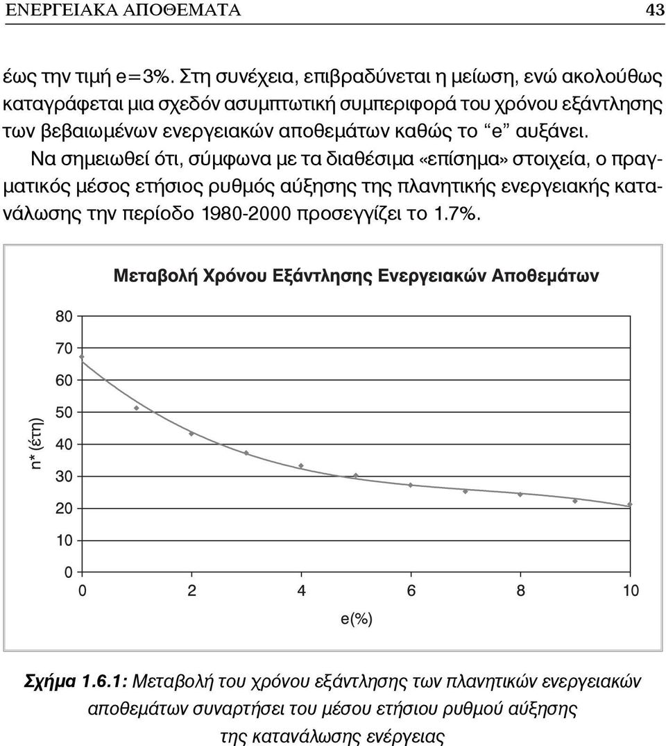 ενεργειακών αποθεμάτων καθώς το e αυξάνει.