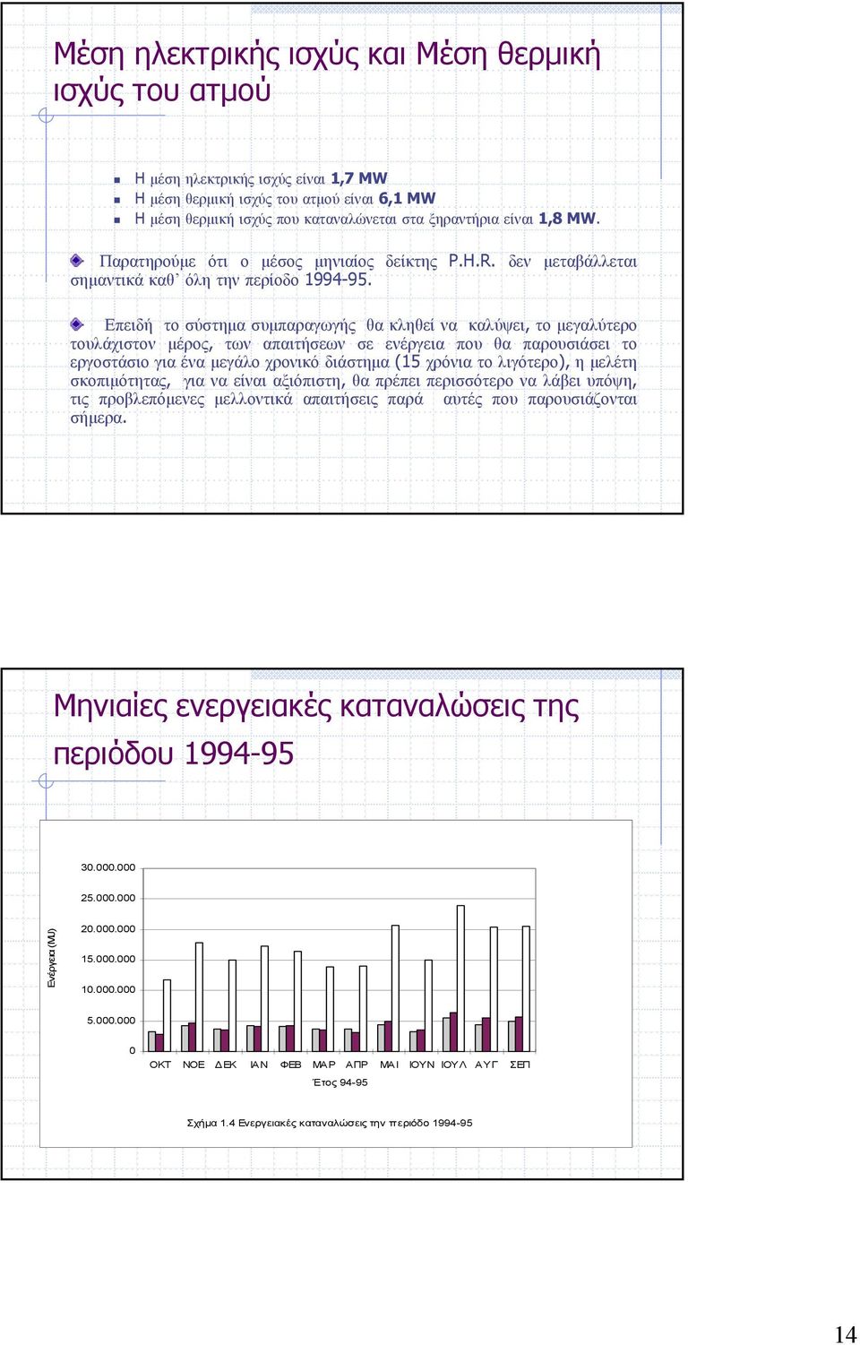 Επειδή το σύστημα συμπαραγωγής θα κληθεί να καλύψει, το μεγαλύτερο τουλάχιστον μέρος, των απαιτήσεων σε ενέργεια που θα παρουσιάσει το εργοστάσιο για ένα μεγάλο χρονικό διάστημα (15 χρόνια το