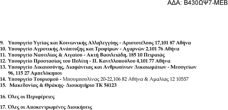 Υ ουργείο Προστασίας του Πολίτη - Π. Κανελλο ούλου 4,0 77 Αθήνα 3.