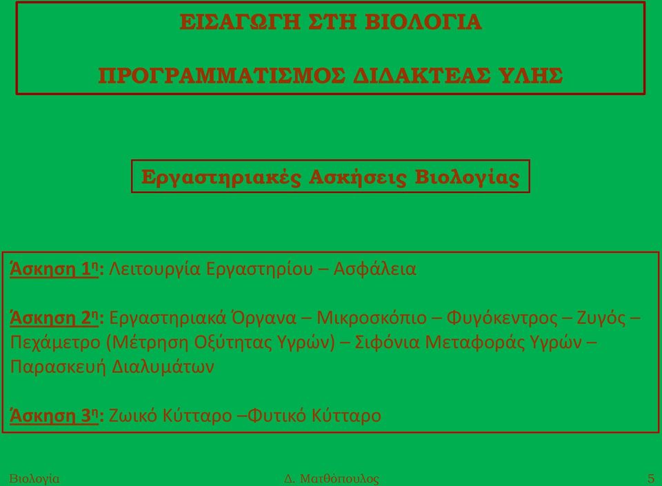 Μικροσκόπιο Φυγόκεντρος Ζυγός Πεχάμετρο (Μέτρηση Οξύτητας Υγρών) Σιφόνια Μεταφοράς