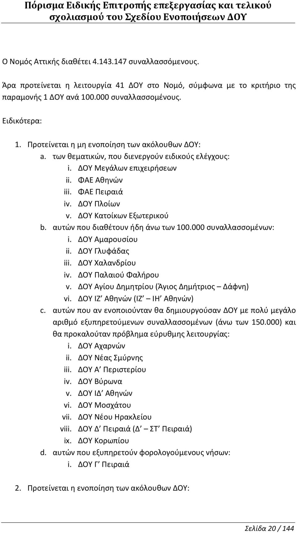 Κατοίκων Εξωτερικού b. αυτών που διαθέτουν ήδη άνω των 100.000 συναλλασσομένων: i. Αμαρουσίου ii. Γλυφάδας iii. Χαλανδρίου iv. Παλαιού Φαλήρου v. Αγίου Δημητρίου (Άγιος Δημήτριος Δάφνη) vi.