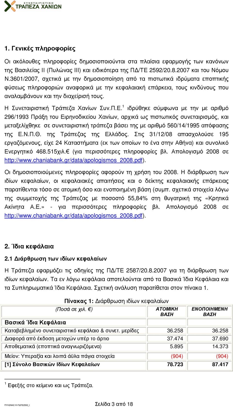 Η Συνεταιριστική Τράπεζα Χανίων Συν.Π.Ε.