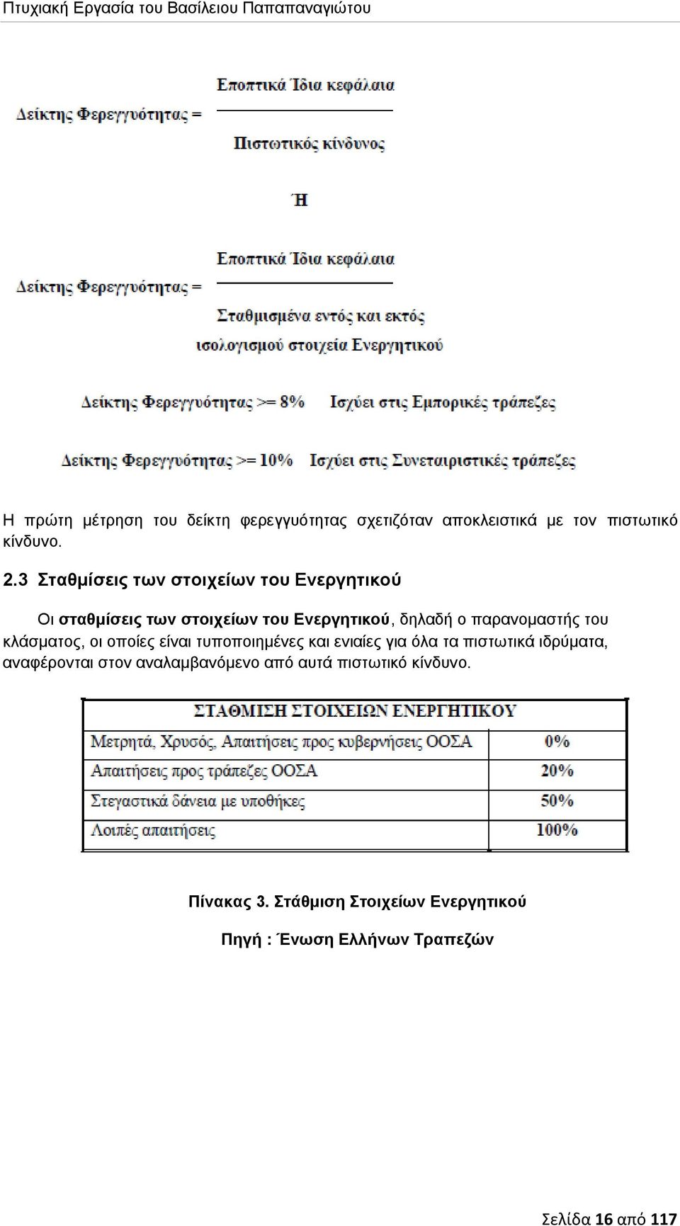 του κλάσματος, οι οποίες είναι τυποποιημένες και ενιαίες για όλα τα πιστωτικά ιδρύματα, αναφέρονται στον