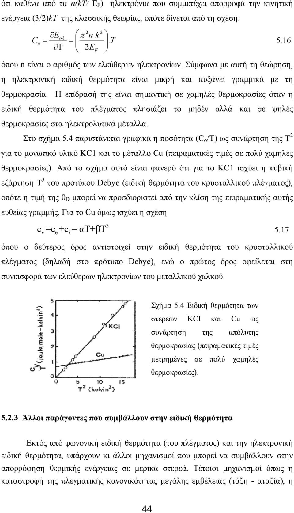 Η επίδρασή της είναι σημαντική σε χαμηλές θερμοκρασίες όταν η ειδική θερμότητα του πλέγματος πλησιάζει το μηδέν αλλά και σε ψηλές θερμοκρασίες στα ηλεκτρολυτικά μέταλλα. Στο σχήμα 5.