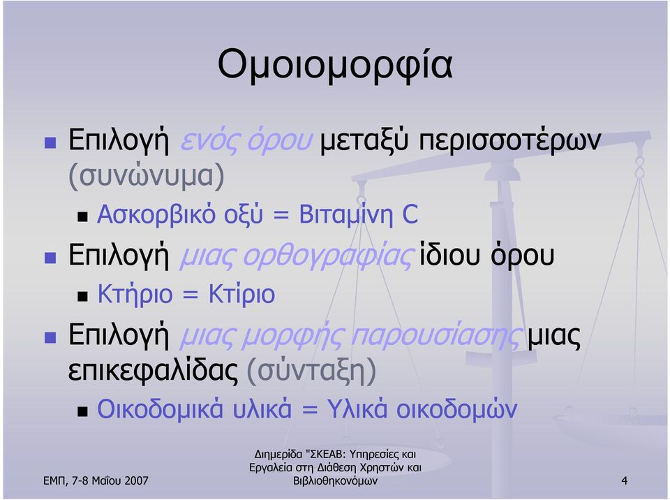 Κτήριο = Κτίριο Επιλογή µιας µορφής παρουσίασης µιας