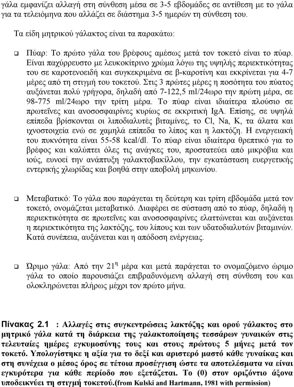 Είναι παχύρρευστο µε λευκοκίτρινο χρώµα λόγω της υψηλής περιεκτικότητας του σε καροτενοειδή και συγκεκριµένα σε β-καροτίνη και εκκρίνεται για 4-7 µέρες από τη στιγµή του τοκετού.