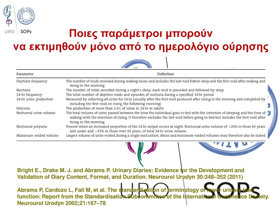 Neurourol Urodyn 30:348 352 (2011) Abrams P, Cardozo L, Fall M, et al.